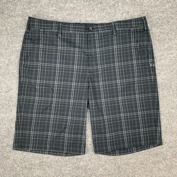 Under Armour Golf Short Mens 40 Black UA Matchplay Plaid Flat Front Performance - Picture 2 of 9